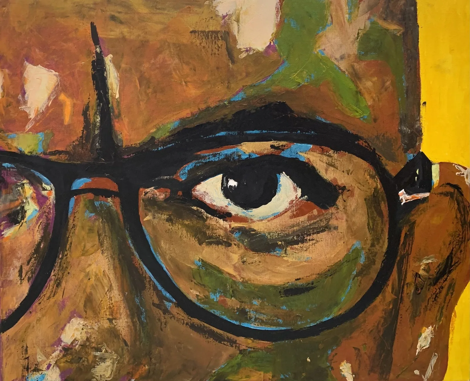 Akrylmålning Självporträtt av Fredrik Buxfeldt