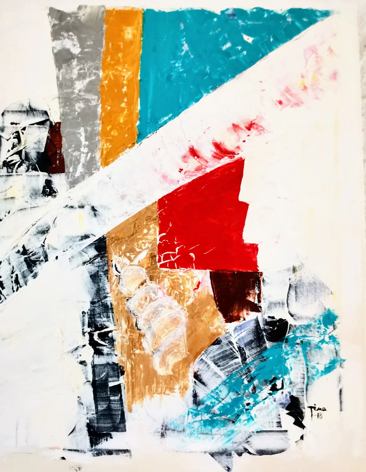 Oljemålning Life I av Tina Schedvin