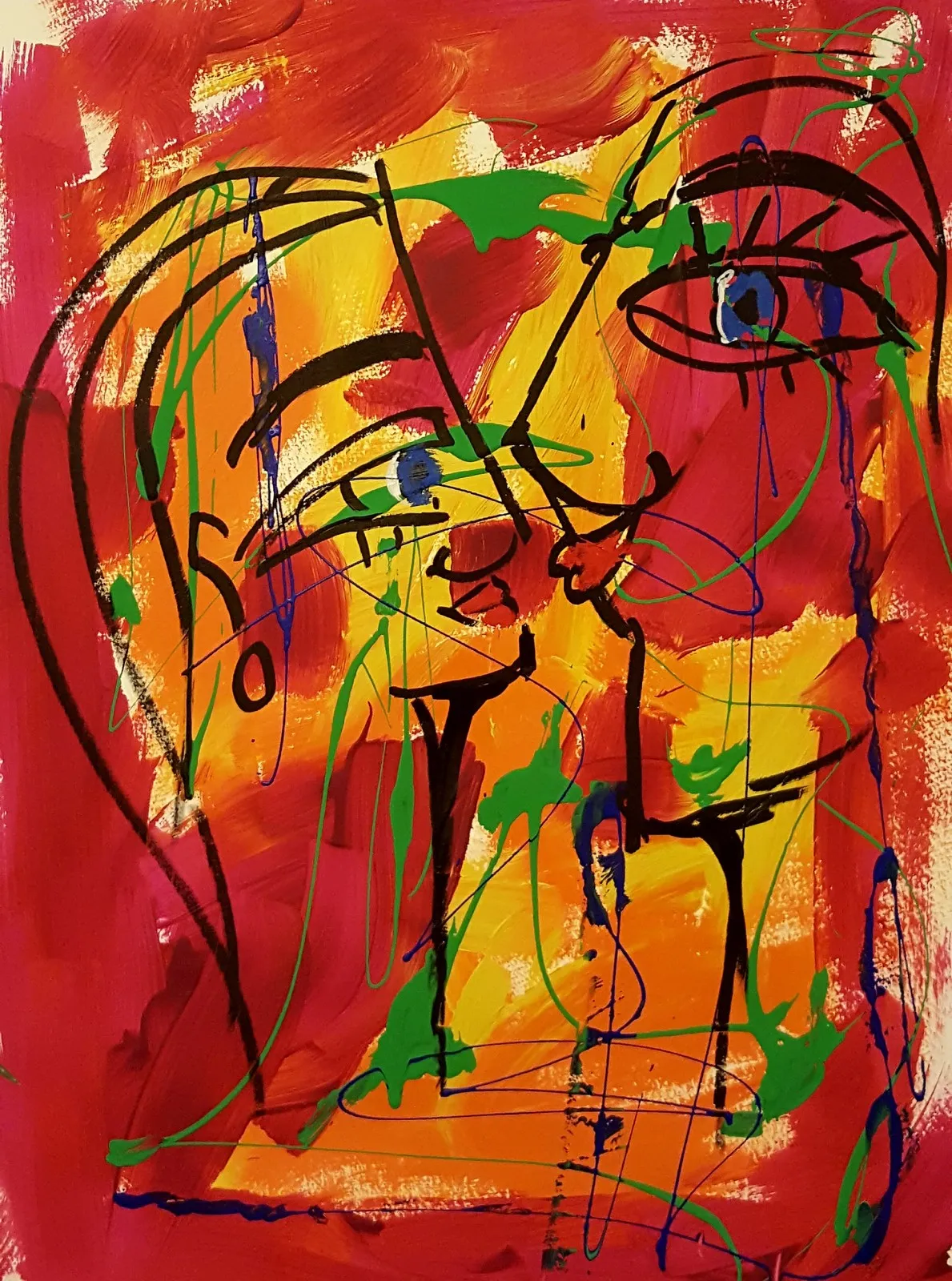 Akrylmålning Let's stick together av Åsa Edlund