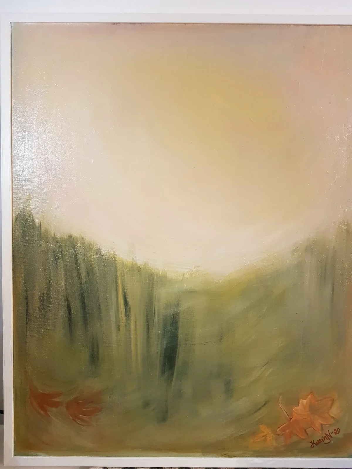 Akrylmålning Tidig dag i oktober av Karin Nilsson