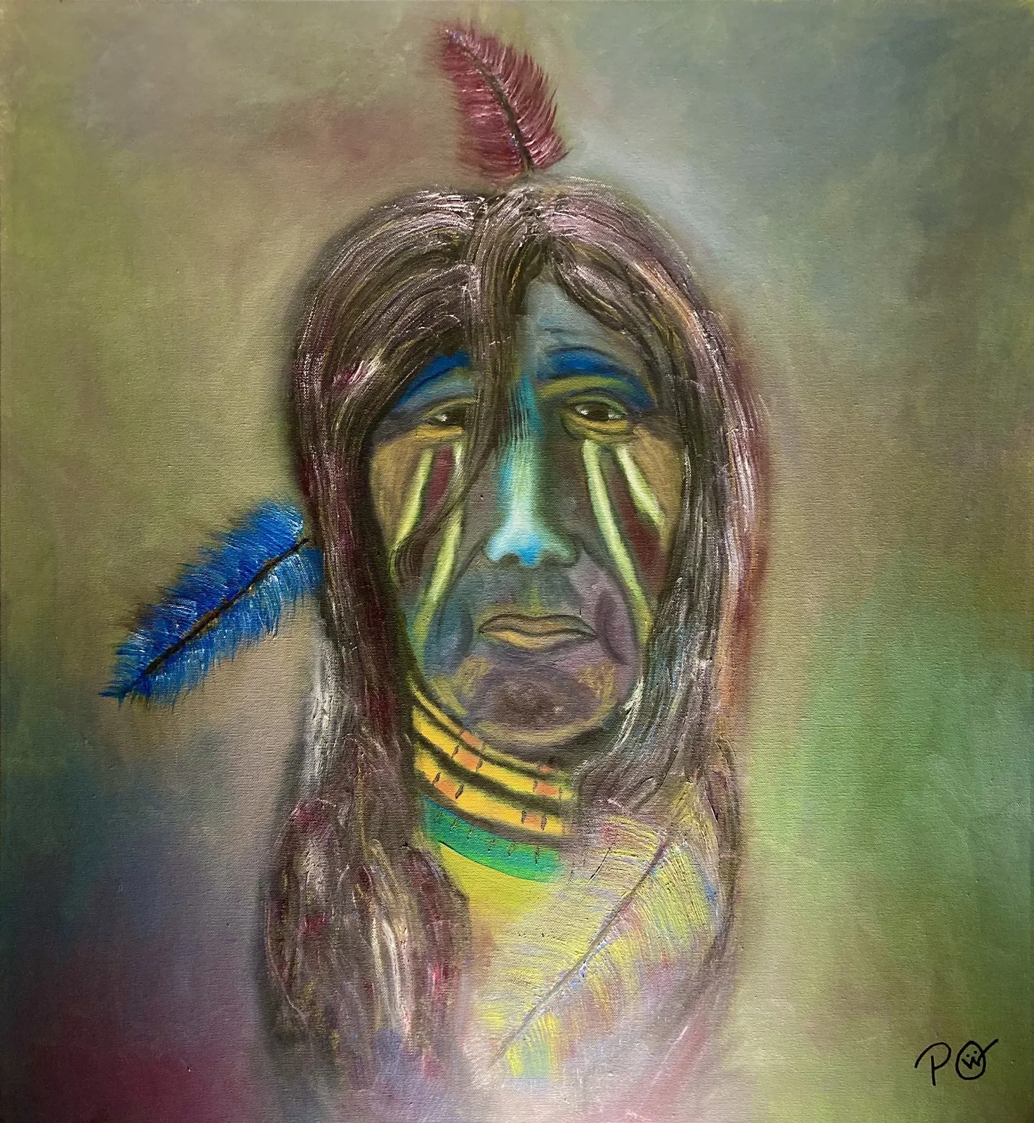 Oljemålning Indian av Per-Olof Winberg