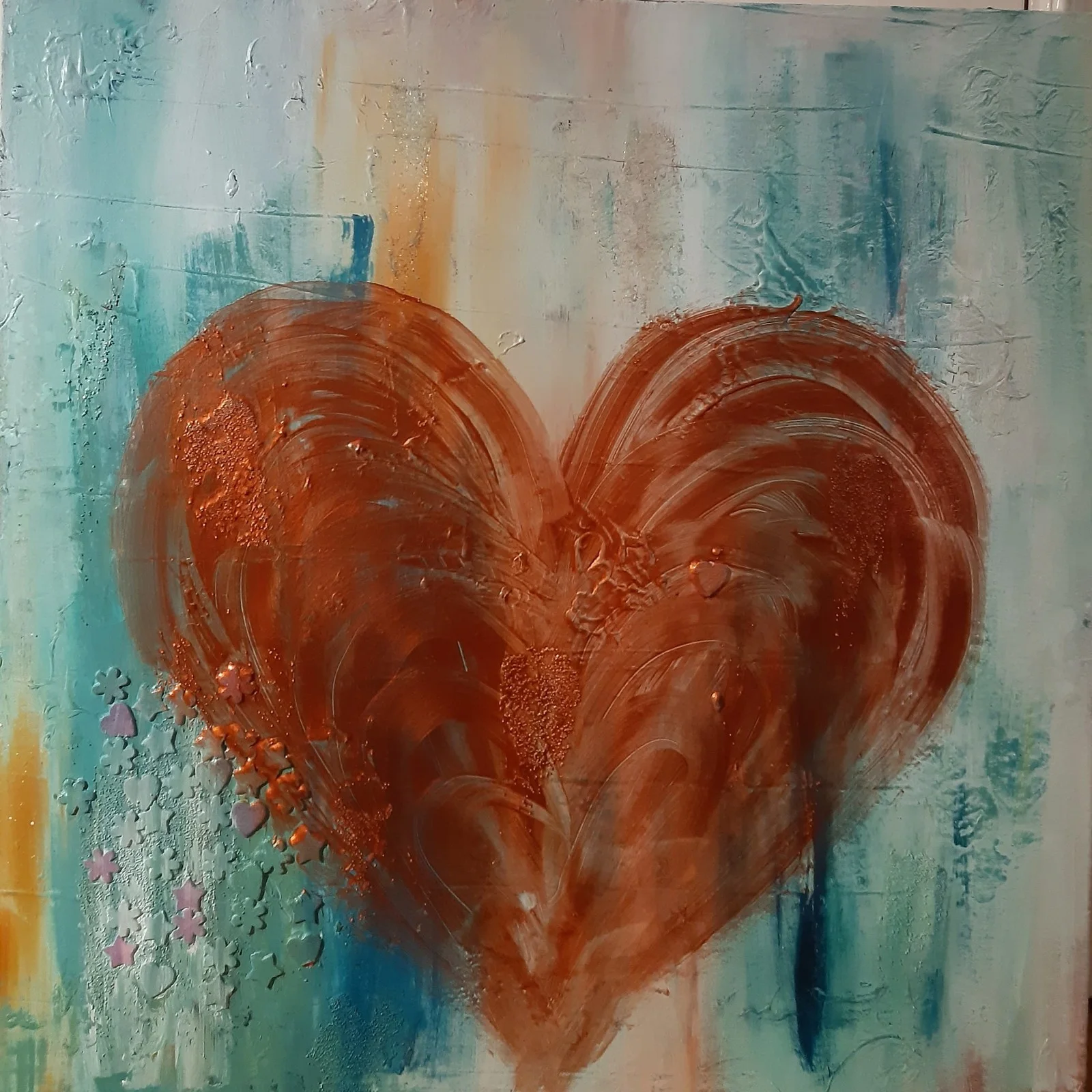 Akrylmålning Heart & Flower av Åsa Ambrus