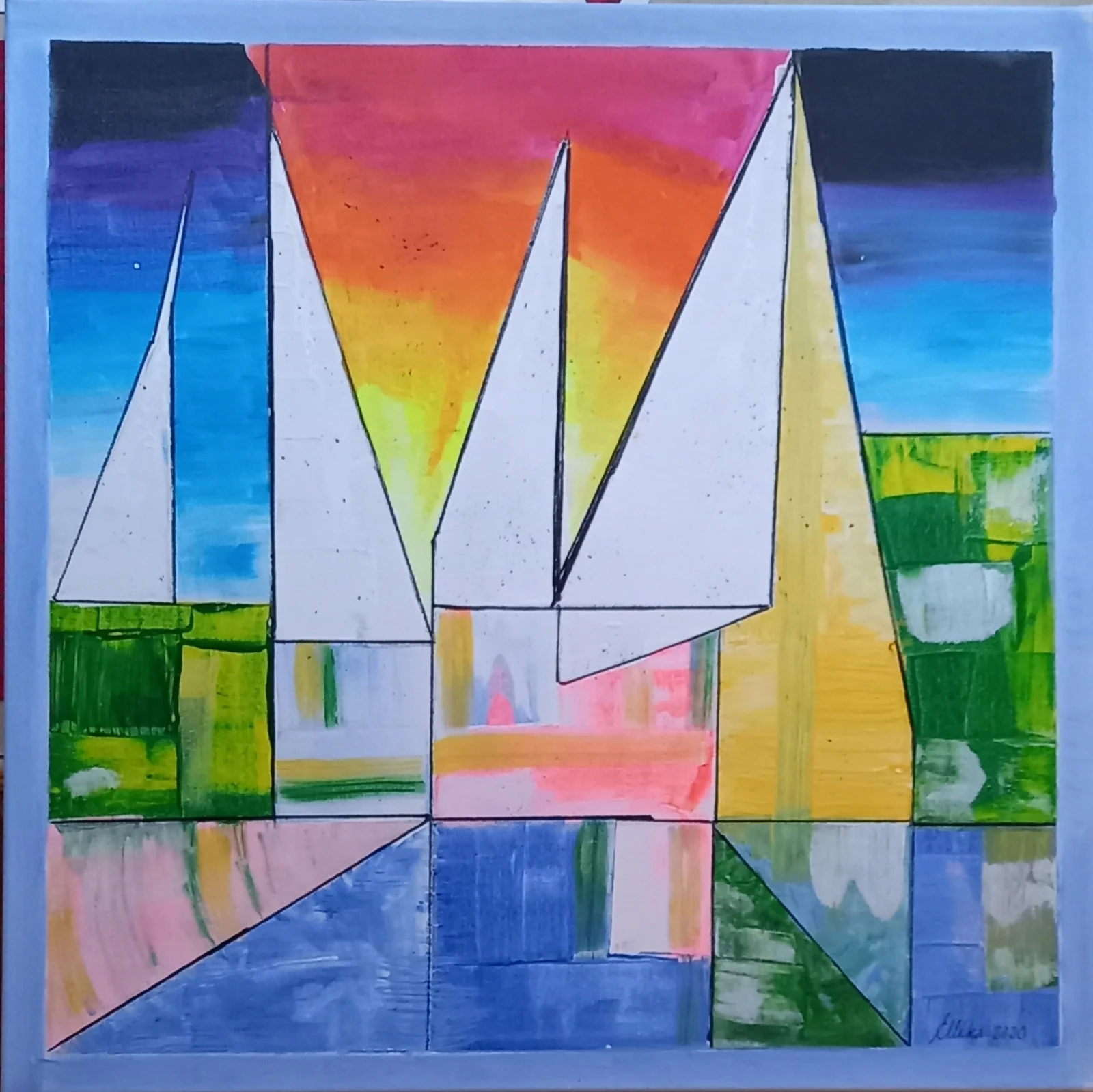 Akrylmålning Abstract Sails av Ellinor Karlsson
