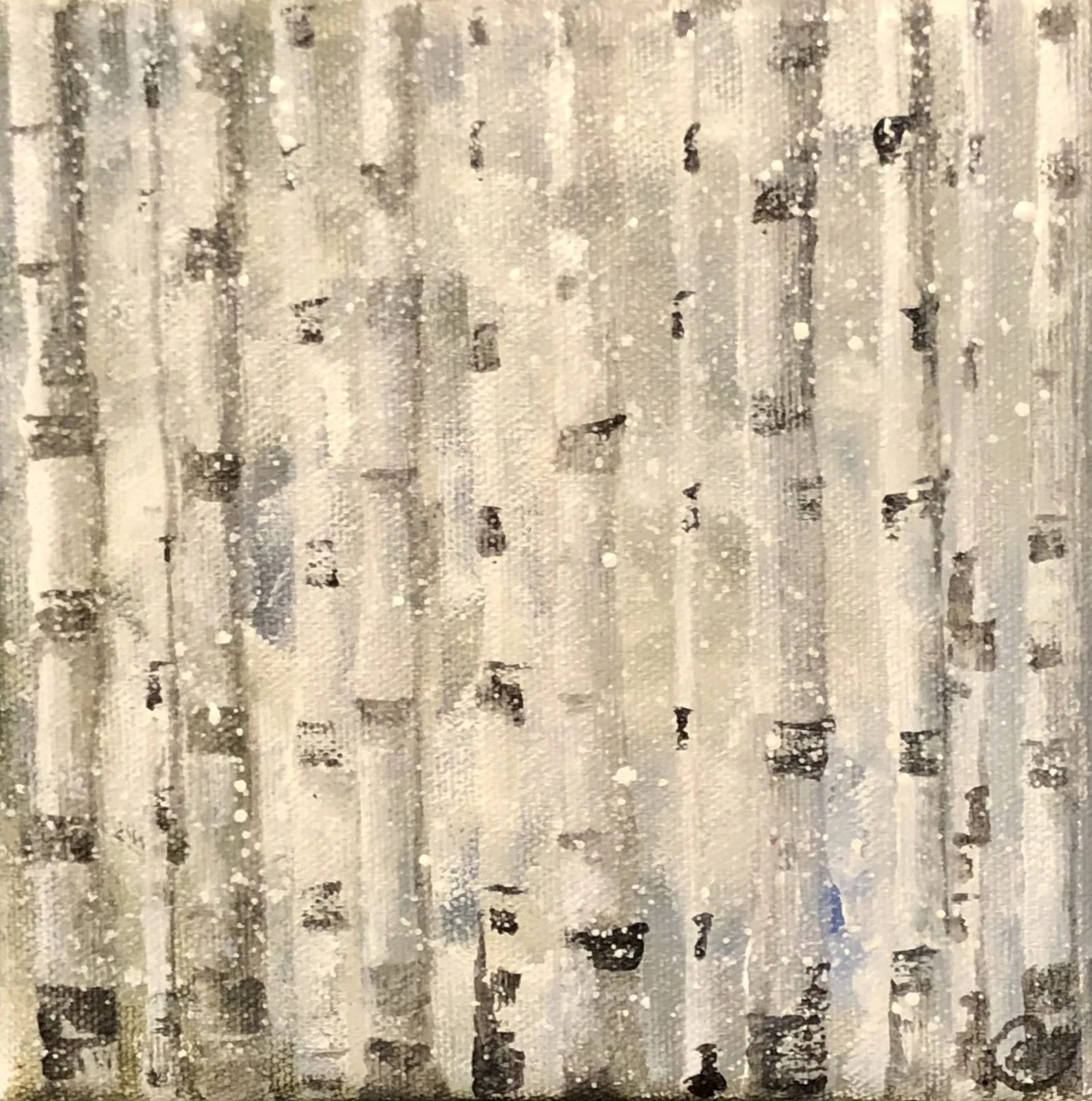 Akrylmålning Birches - miniature av Annette Landin