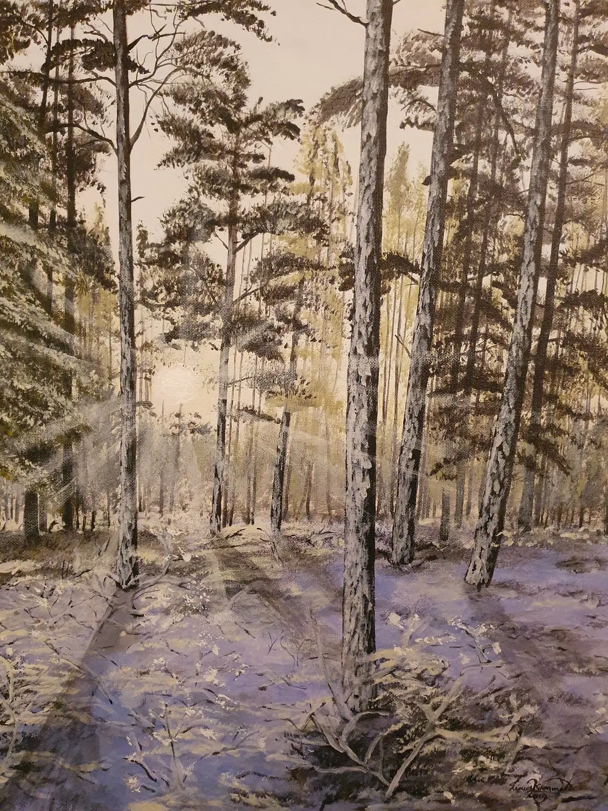 Akrylmålning Väggarövägen, mittemot där vi bor av Linus Stenman