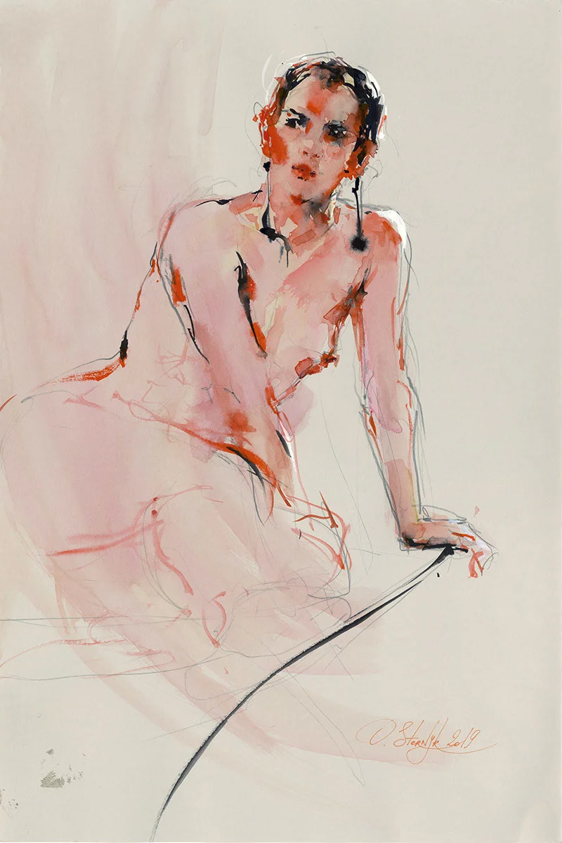 Akvarell Skissen från nakensessionen, 7 av Olga Sternyk