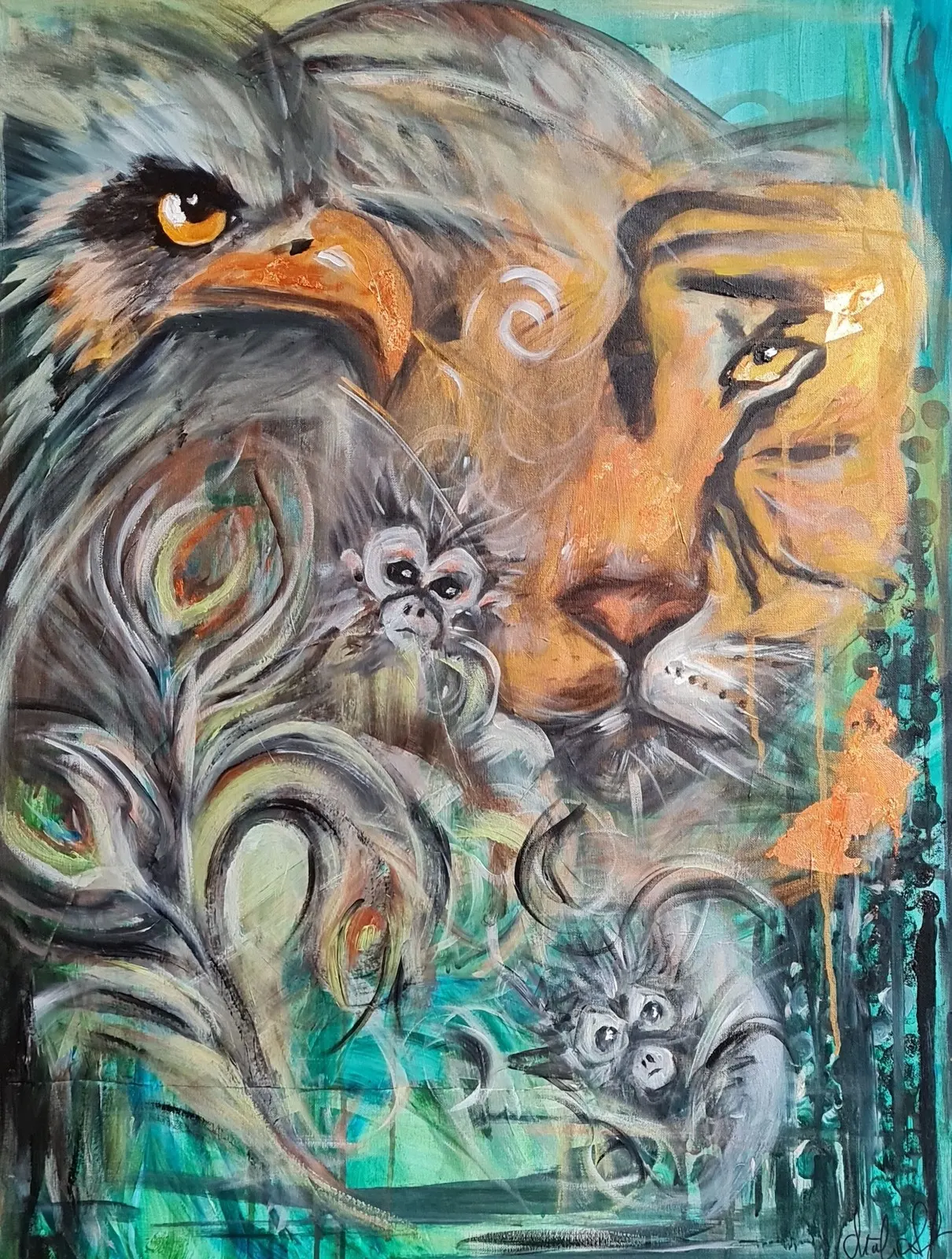 Akrylmålning Wild life av Marika Andersson