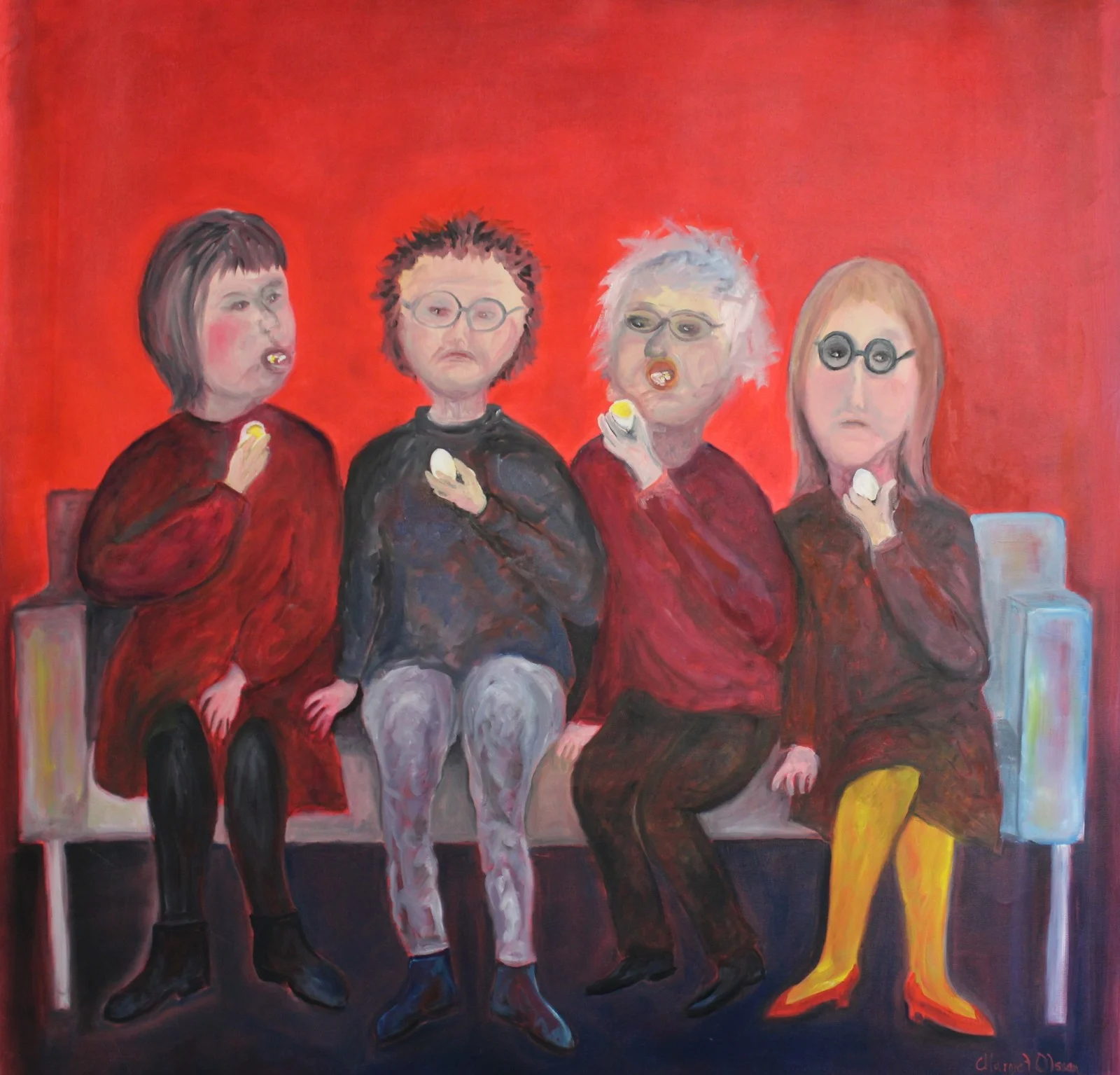 Oljemålning Äggfika på förvaltningskontoret av Margret Olsson