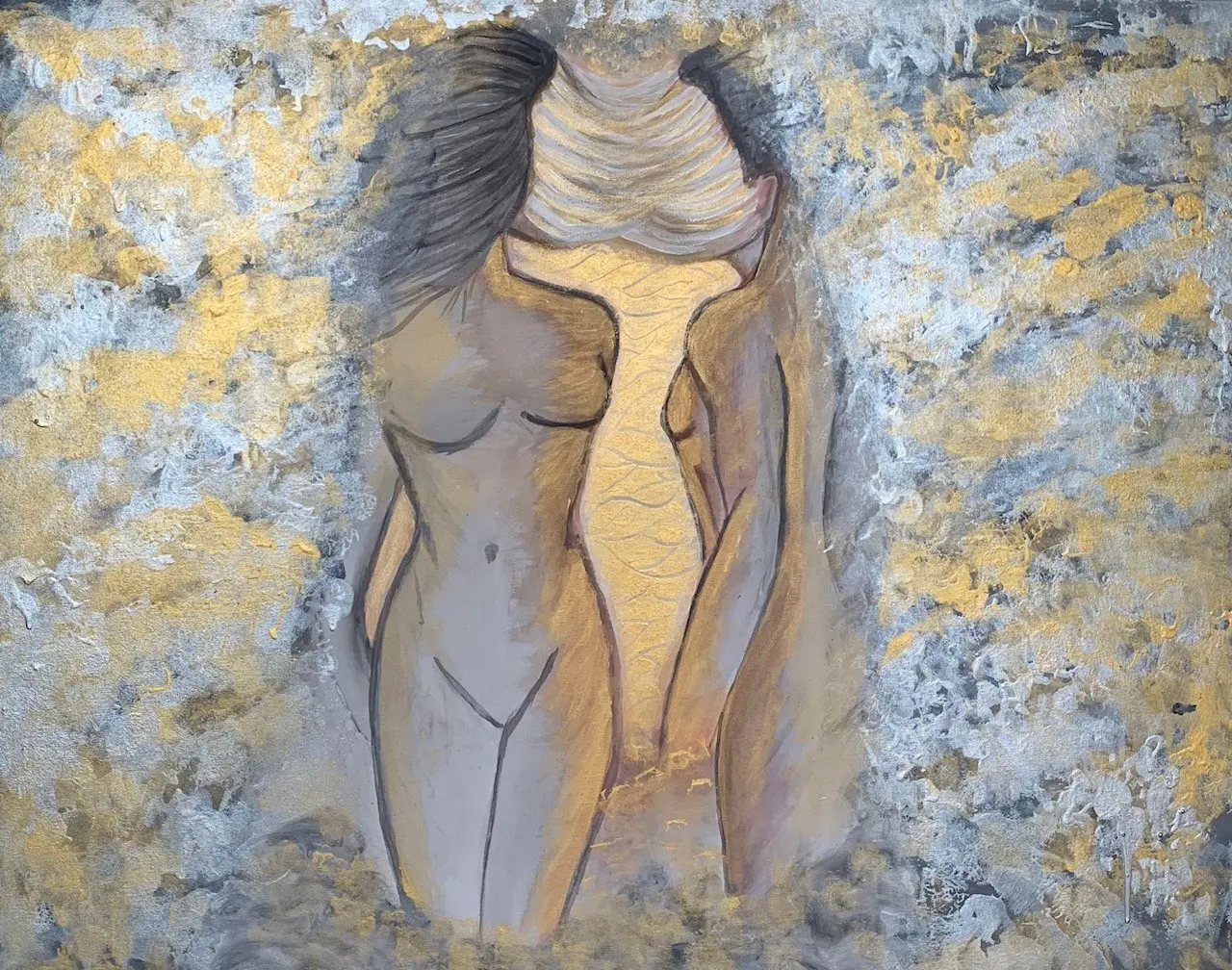 Akrylmålning Twin flames av Sara Melin