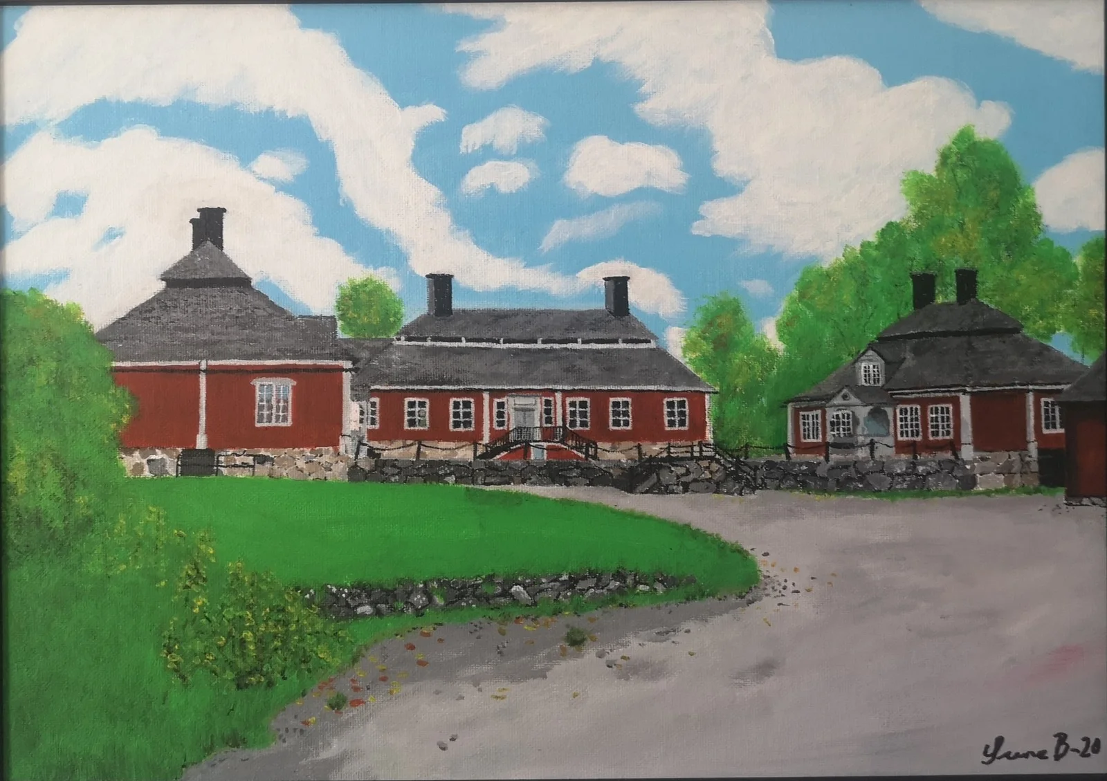 Akrylmålning Malingsbo herrgård av Sune Bruhn