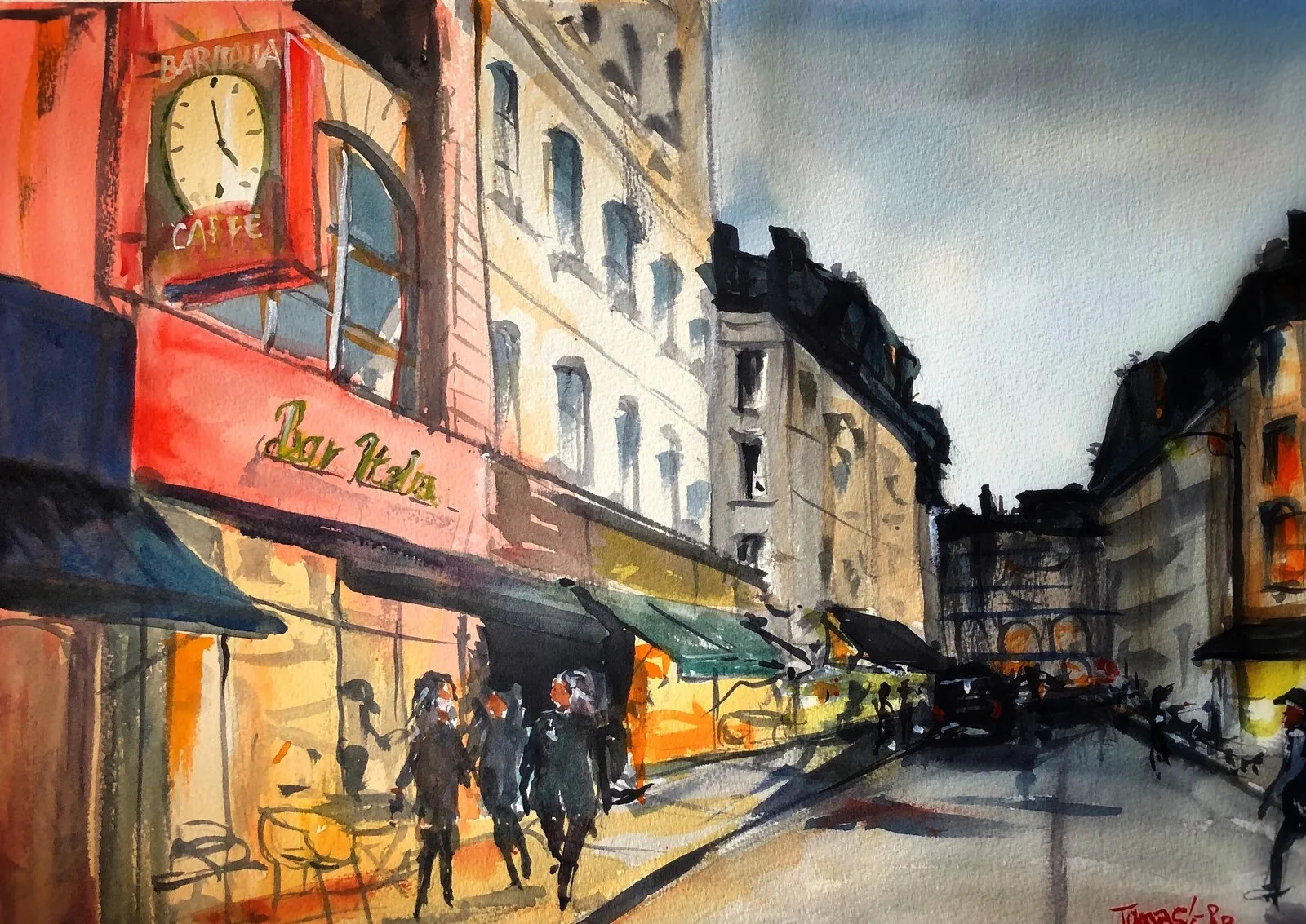 Akvarell London, Bar Italia av Tomas Holm