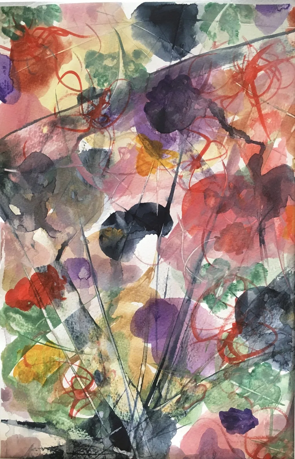 Akvarell Blandade blomster av Helene Eldin