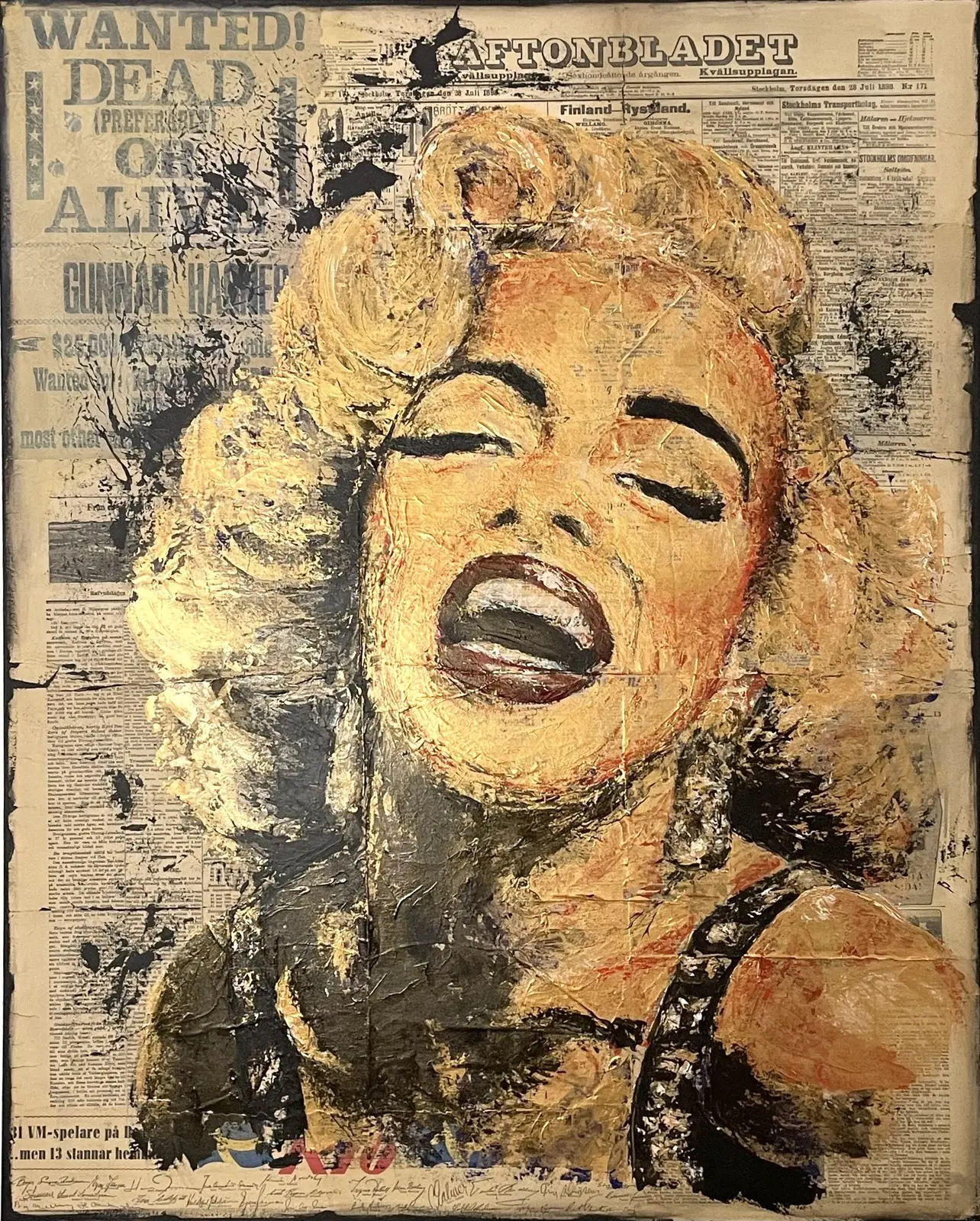 Akrylmålning Wanted (Marilyn Monroe) av Nina Wickström