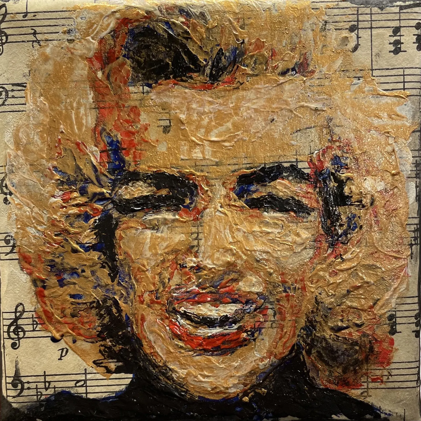 Akrylmålning Silvermånen (vals med Marilyn Monroe) av Nina Wickström