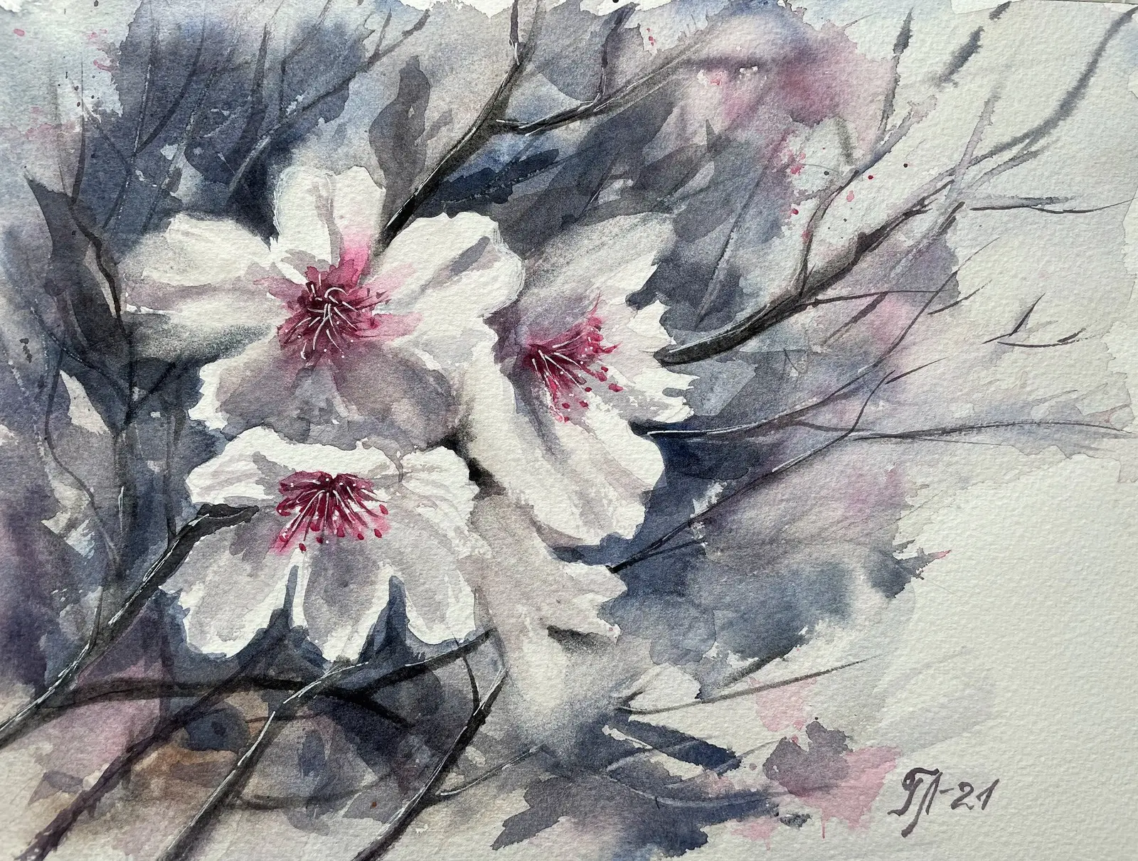 Akvarell Vårblomster av Tanya Lundmark