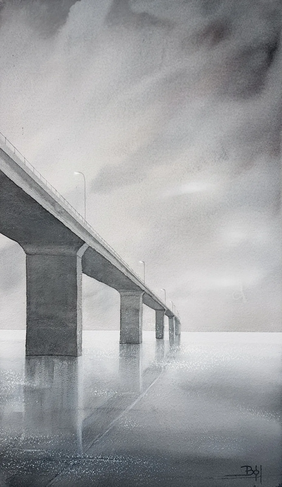 Akvarell Bron av Bo Hoflin