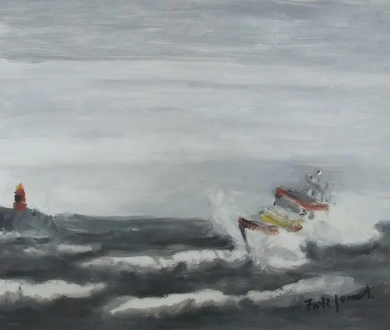 Oljemålning Kuling 2>13 m/s av Fritz Lennart Andersson