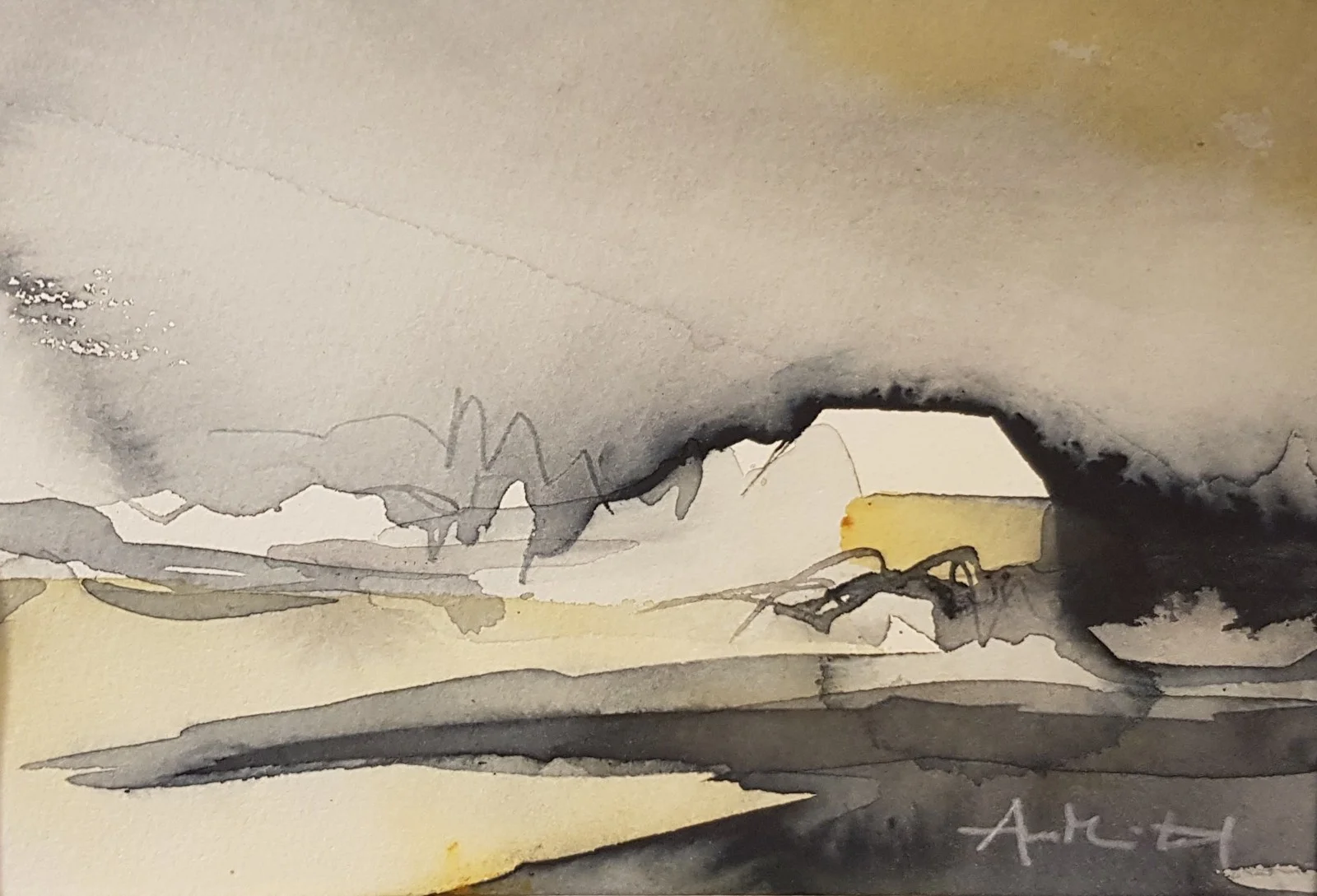 Akvarell Huset av AnnMari Löf