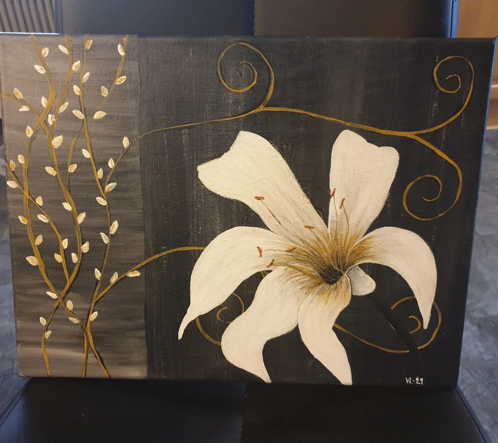 Akrylmålning Flowerart av Veronica Ljungberg