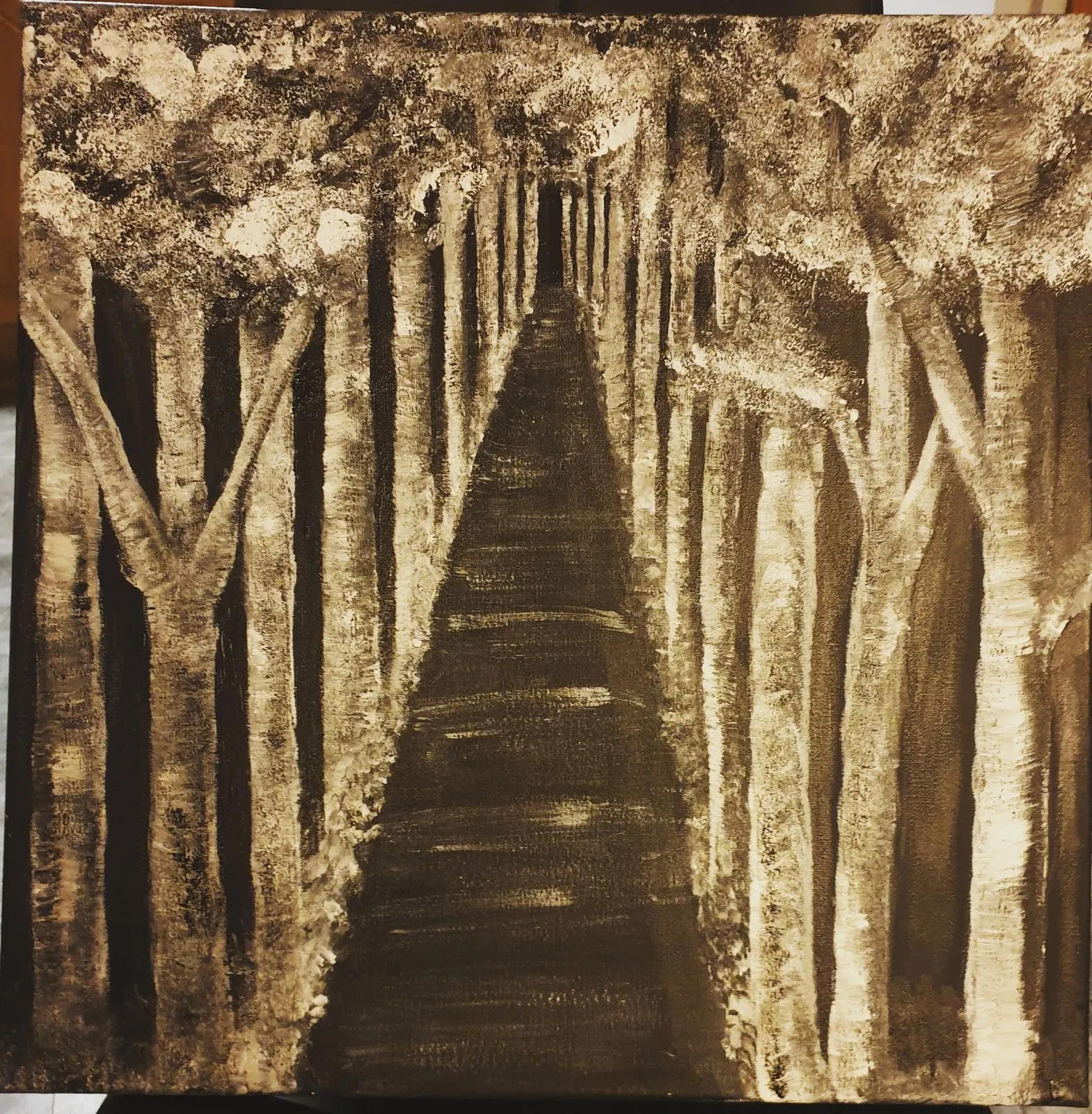 Akrylmålning Skogsväg av Veronica Ljungberg