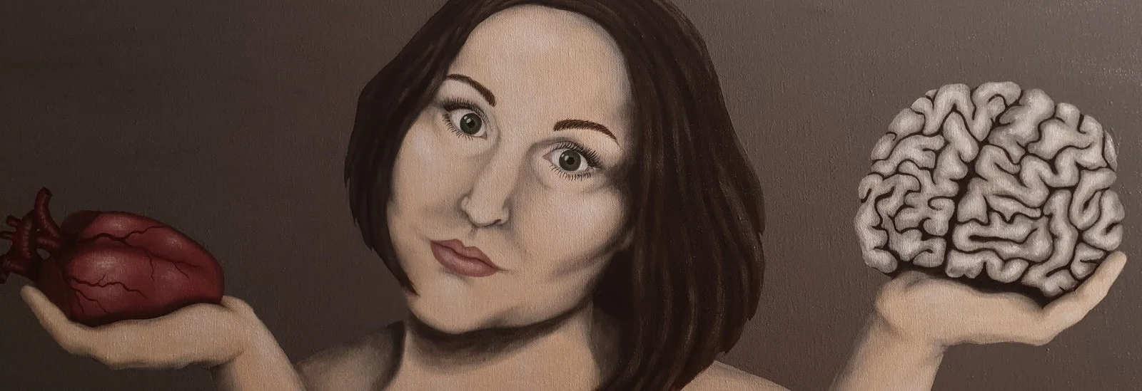 Akrylmålning Head or heart? av Nina Storm