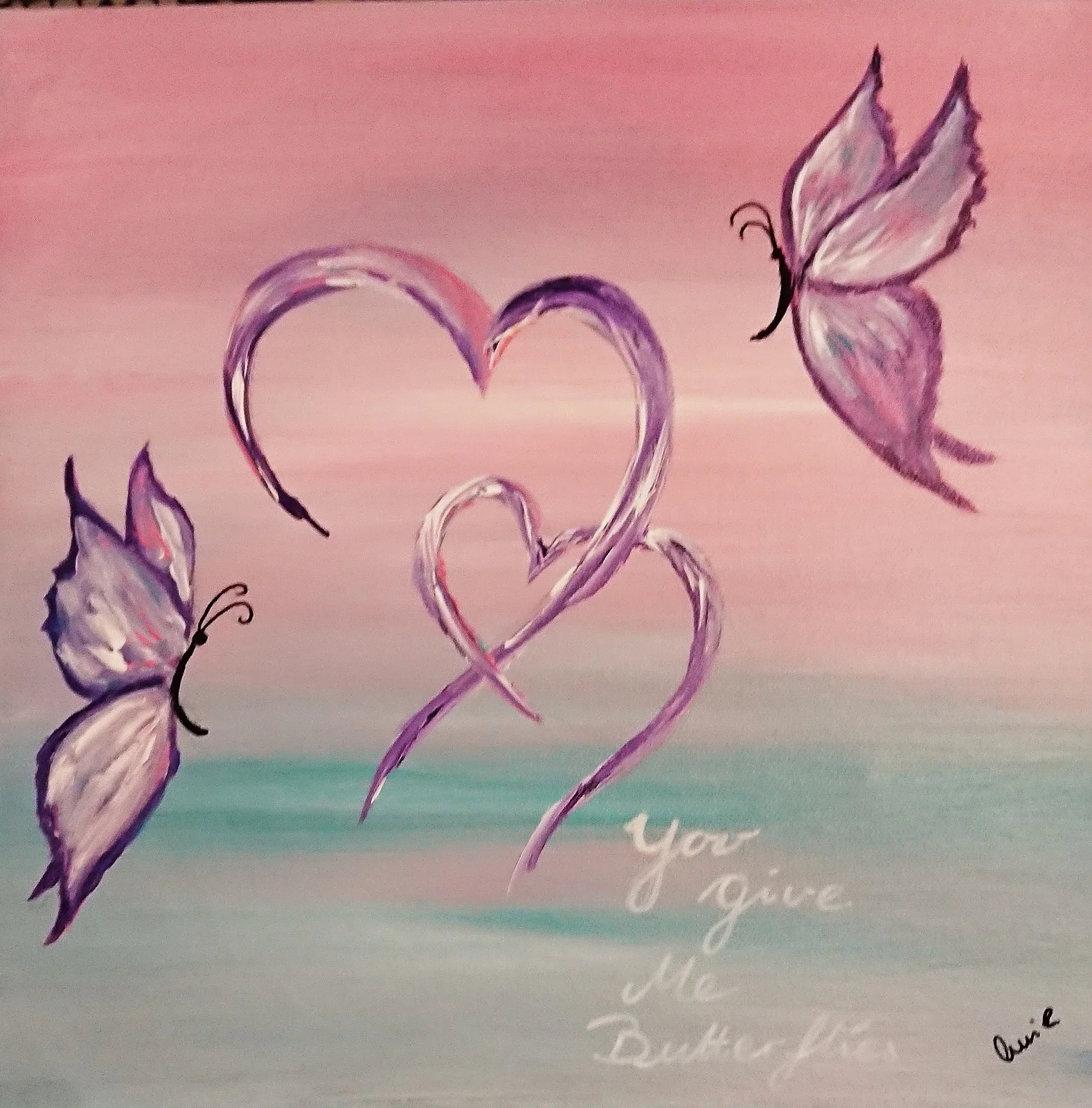 Akrylmålning You give me butterflies av Amie Norrman Söderman