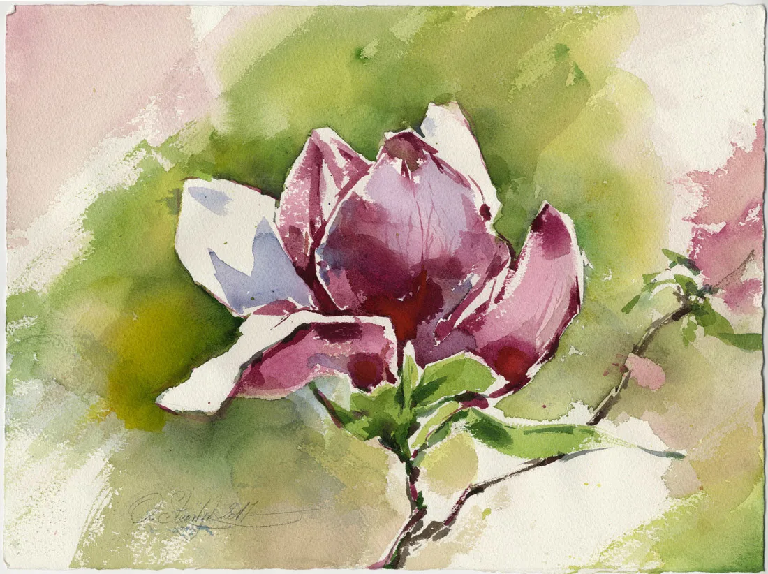 Akvarell Magnolia. Prints på akvarell papper av Olga Sternyk