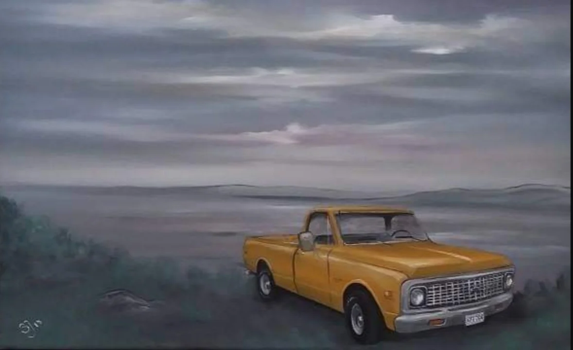 Oljemålning Chevrolet C10, 1972 av Sara Johansson