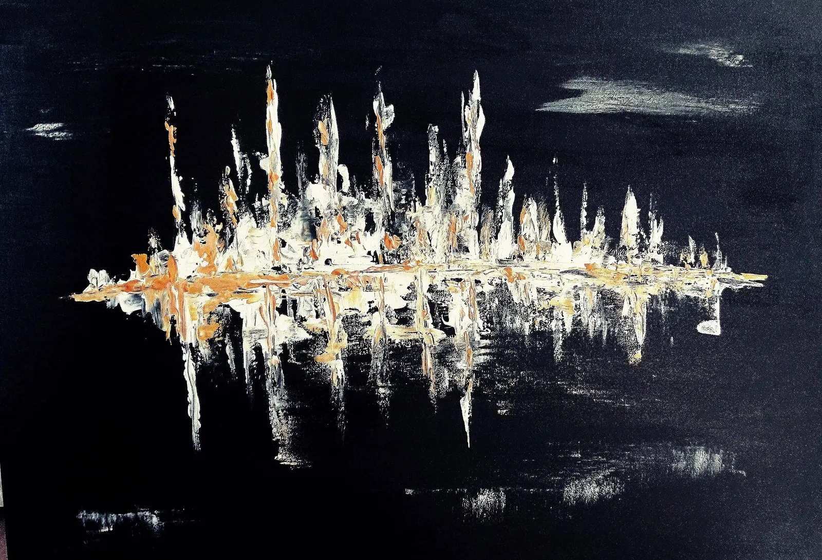 Akrylmålning Fire and Ice Black and White edition av Amie Norrman Söderman