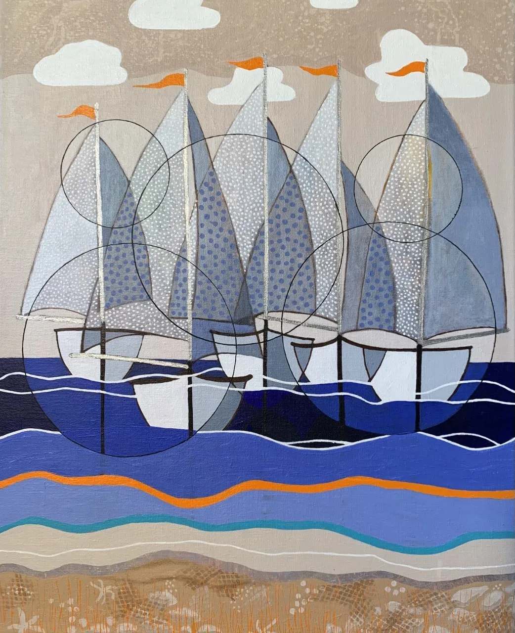 Akrylmålning Regatta av Berit Norrbelius Lindberg
