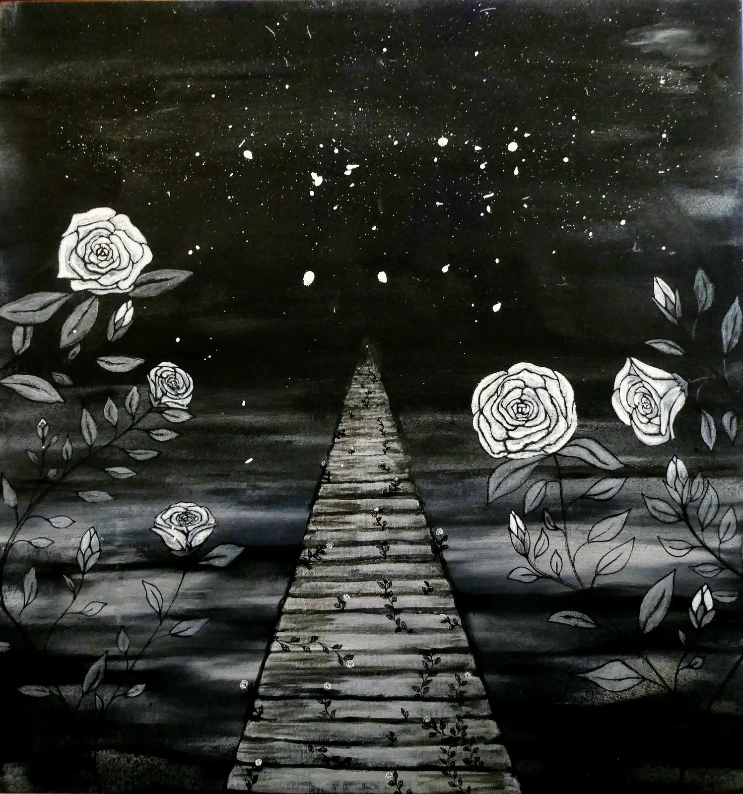 Akrylmålning Rambling rose. av Alexandra Stenrud