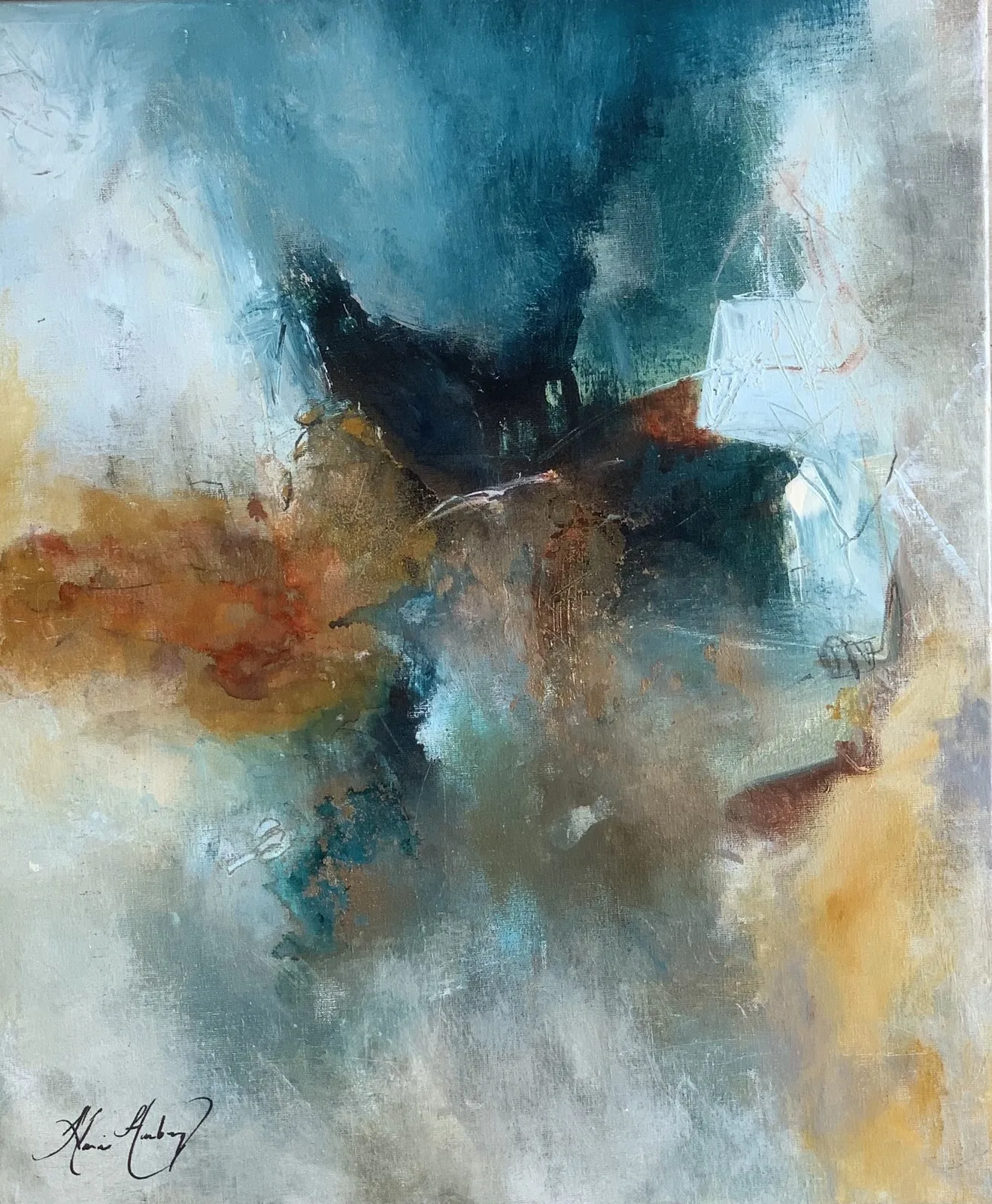 Akrylmålning Golden Autumn av Maria Hamberg