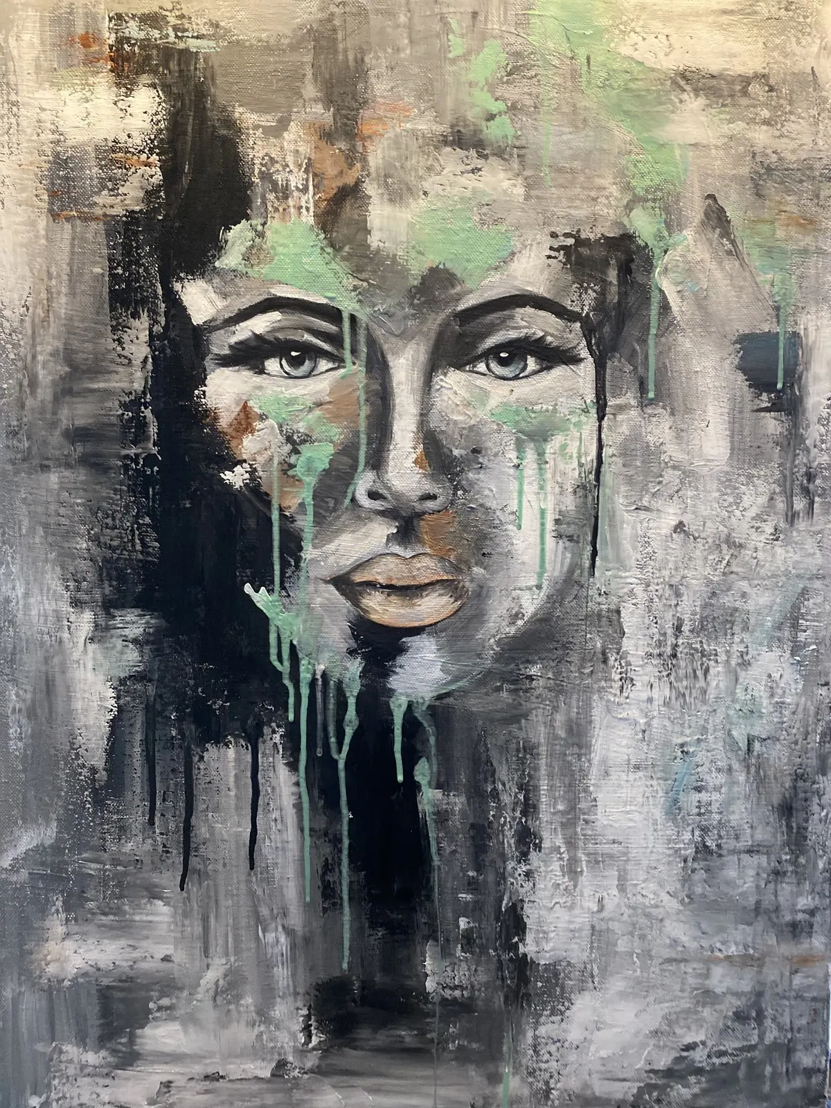 Akrylmålning Face 88 av Ideh Alikhani