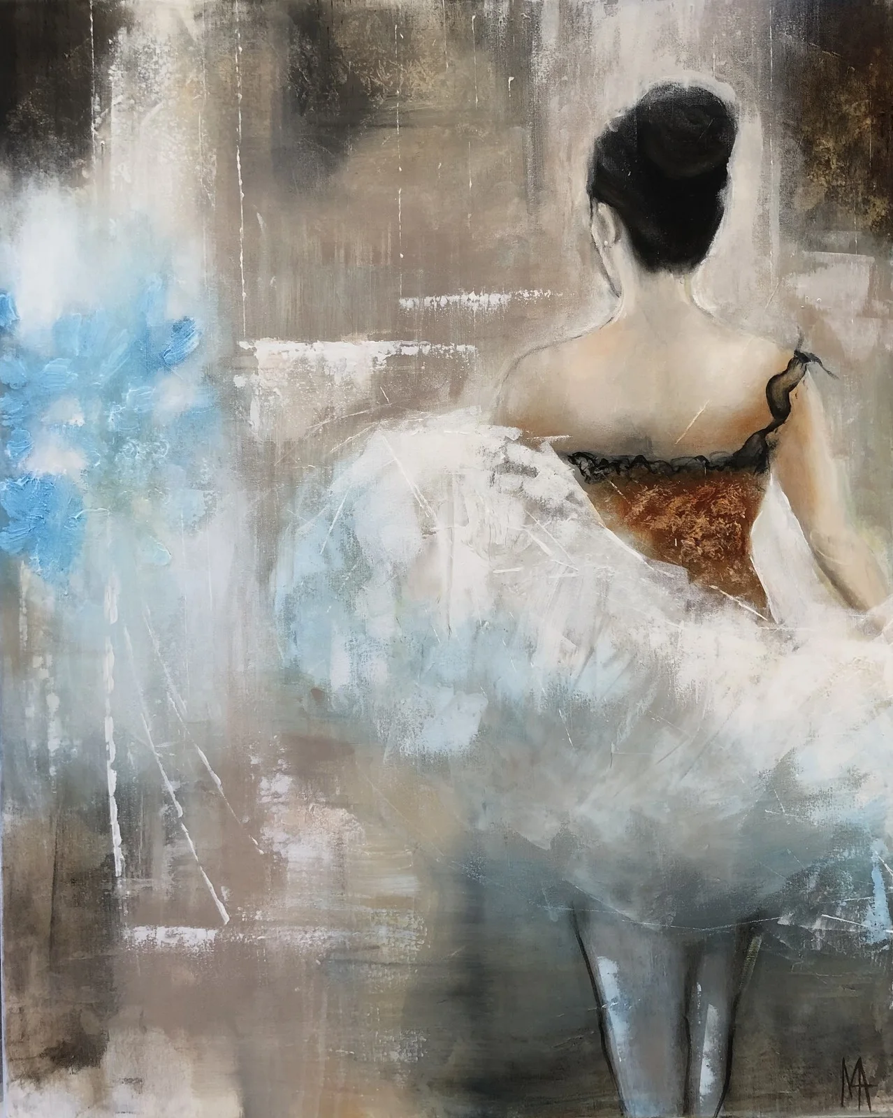 Akrylmålning Ballerina-Blue Lillies av Annette MA Stocker