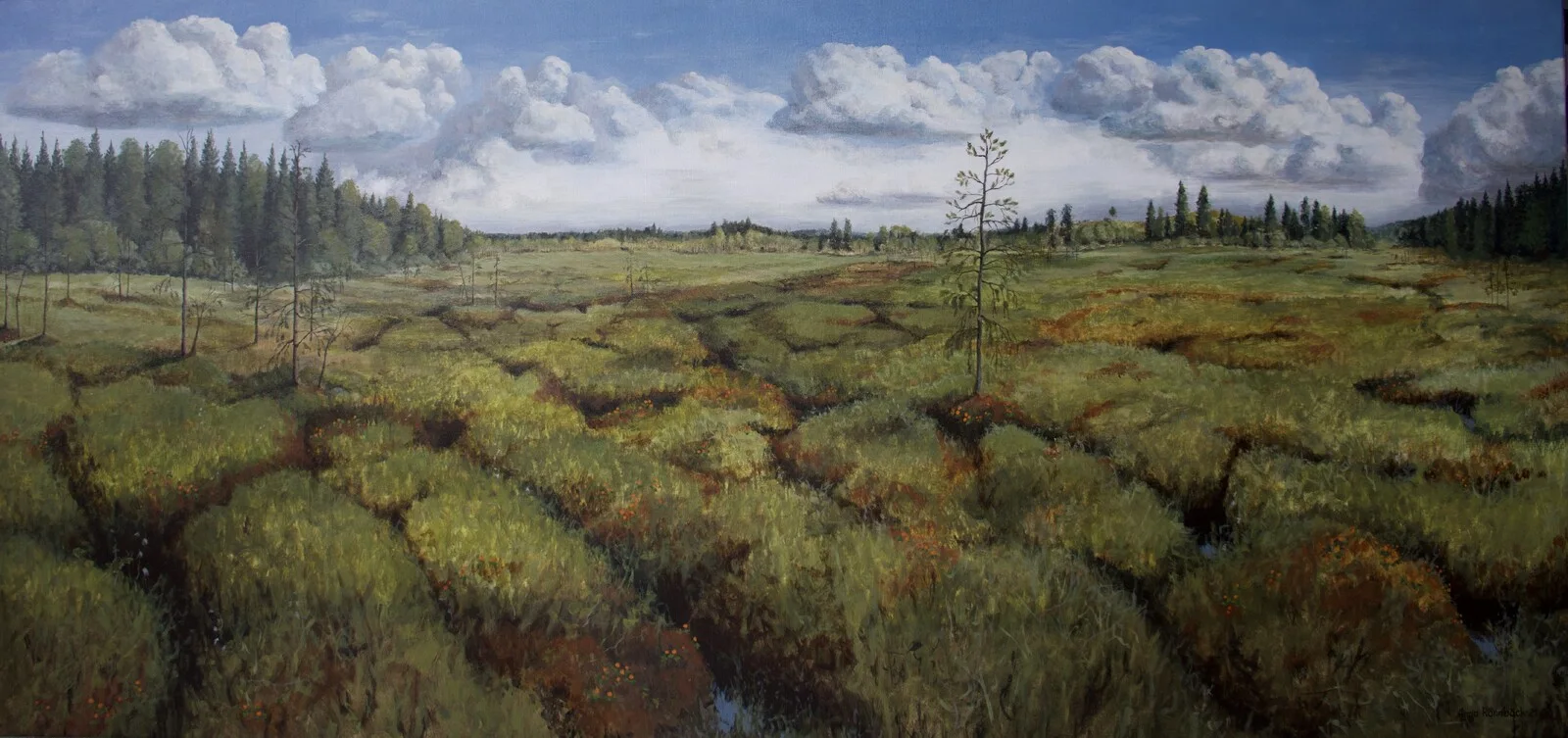 Hjortronmyren (tempera målning) av Anna Rönnbäck