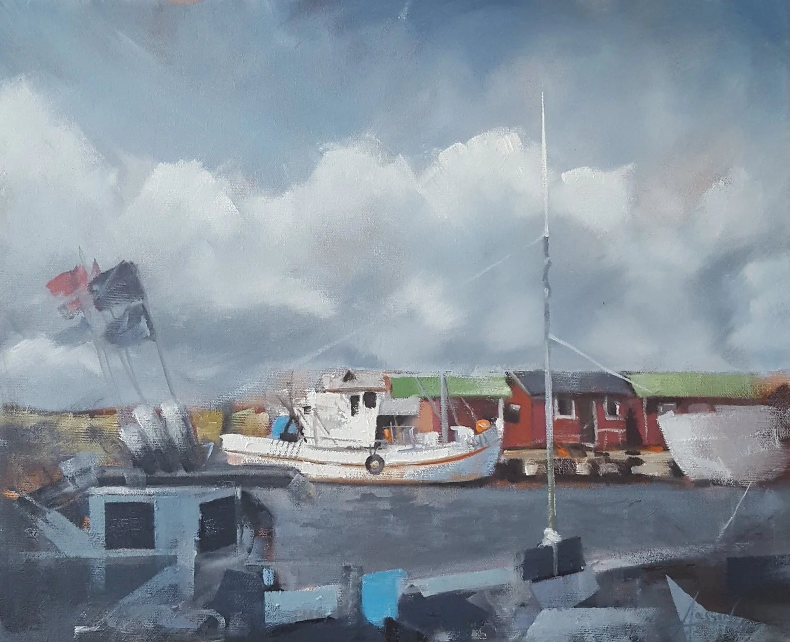 Oljemålning Bläsinge hamn Öland Beställningsarbete av Anders Olsson