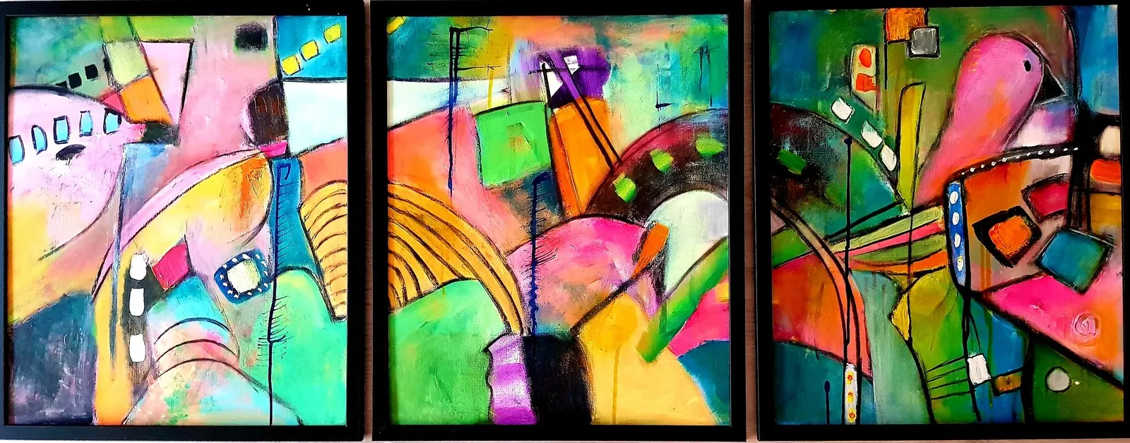 Akrylmålning Triptyk 4 av Birgitta Jonsson Bijon Art