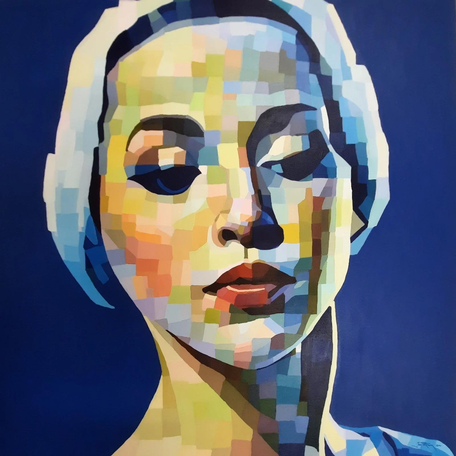 Akrylmålning Odette blå av Josef Petersson