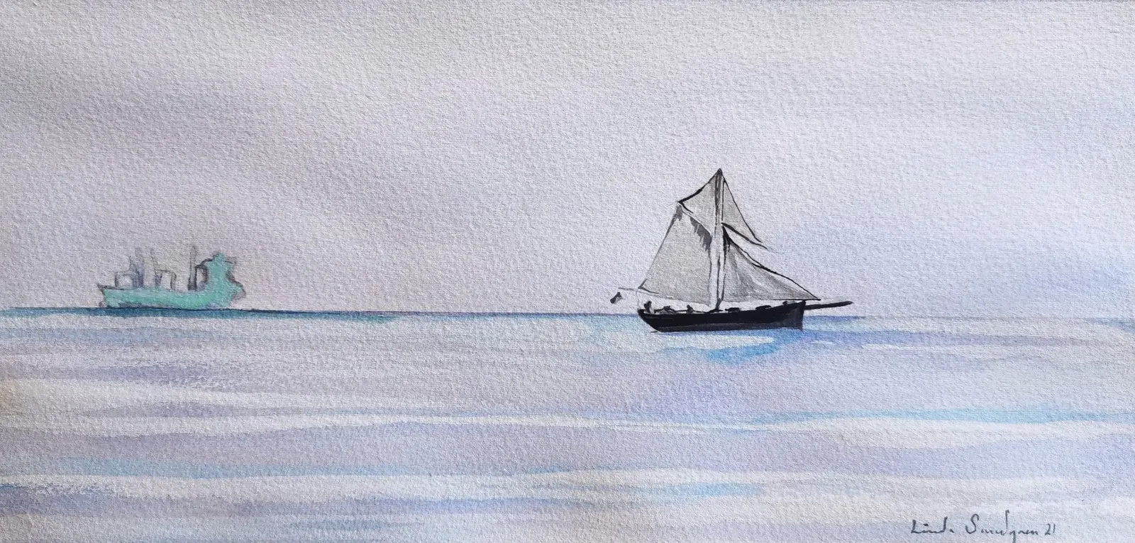 Akvarell Something on the Horizon av Linda Sandgren