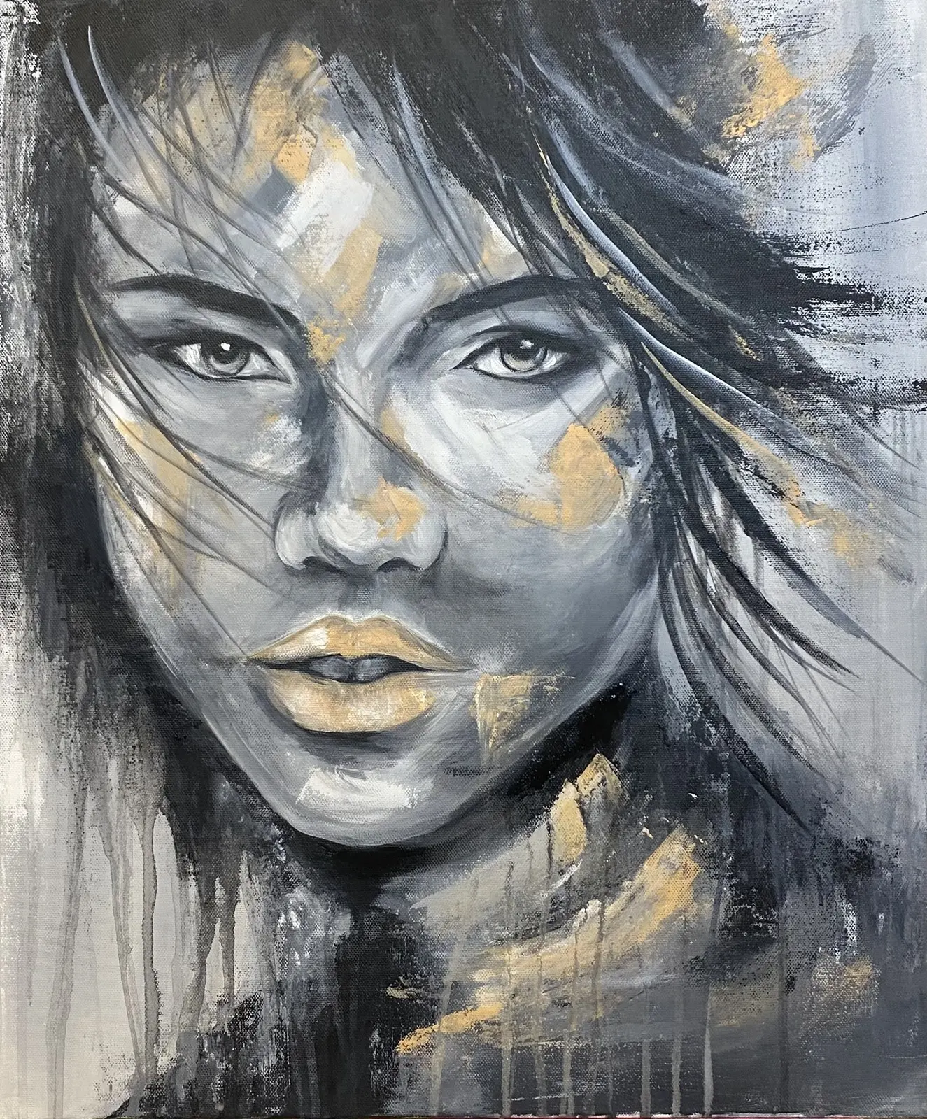 Akrylmålning Face av Ideh Alikhani