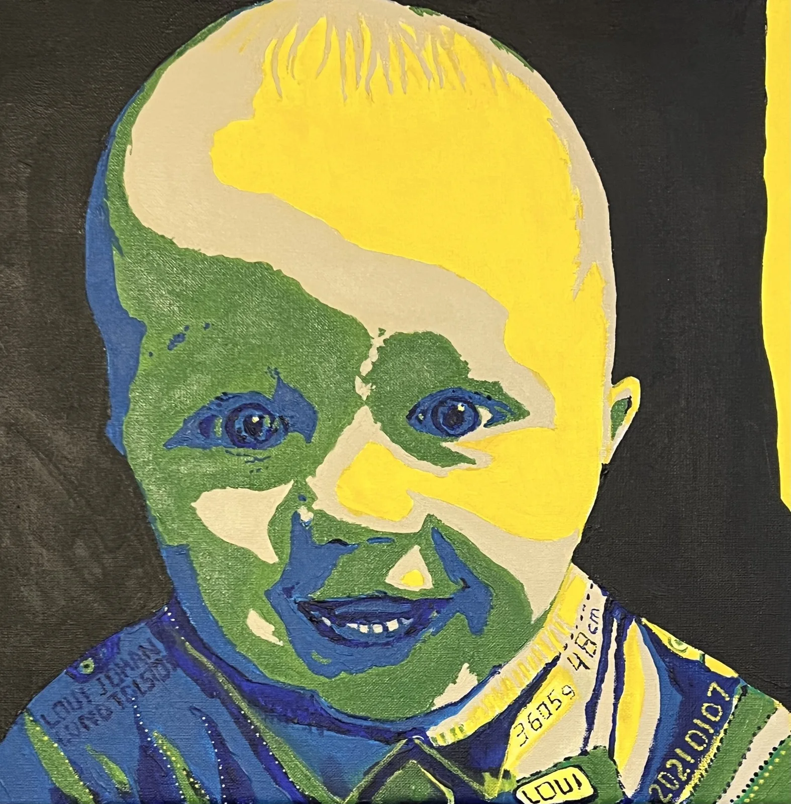 Akrylmålning Loui 10 månader av Catarina Hjort Tolstoy