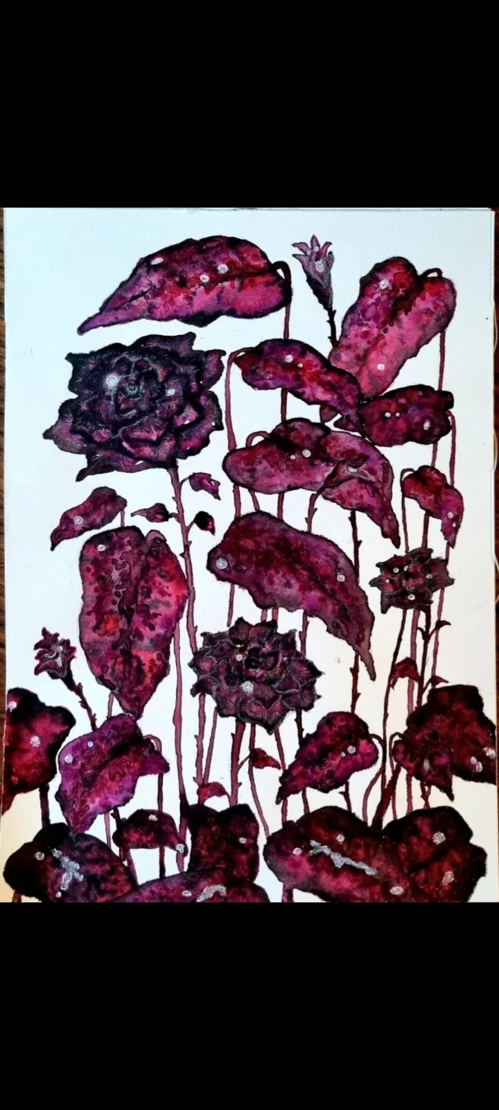 Akvarell RED ICY ROSES av Artz By W