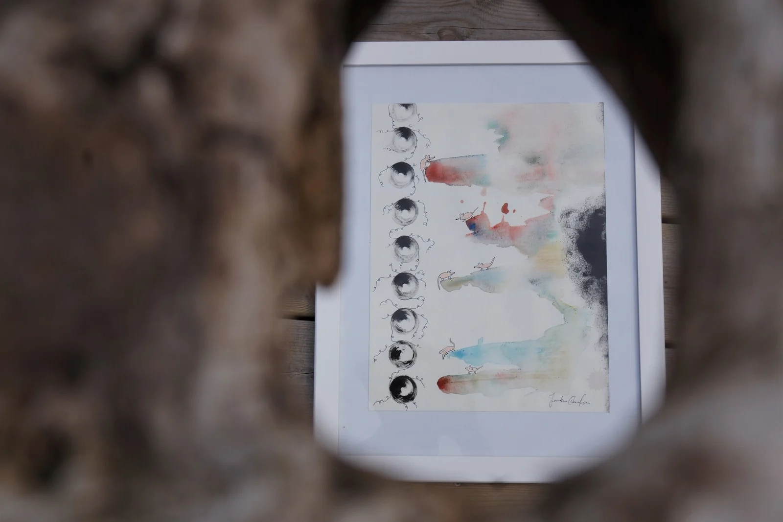 Akvarell Det krafsar i väggen av Jonathan Gustafsson