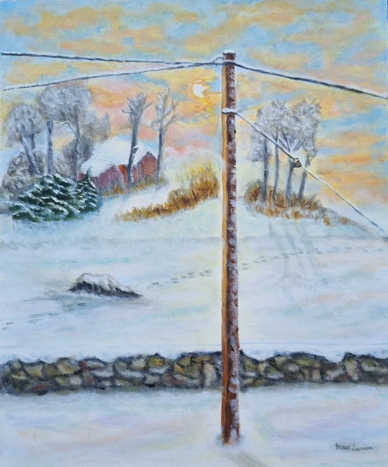 Oljemålning In the bleak midwinter av Marie Larsson