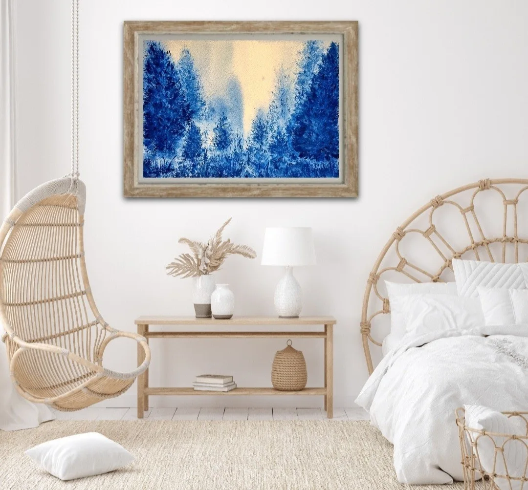 Akvarell BLUE ICY FOREST av Artz By W