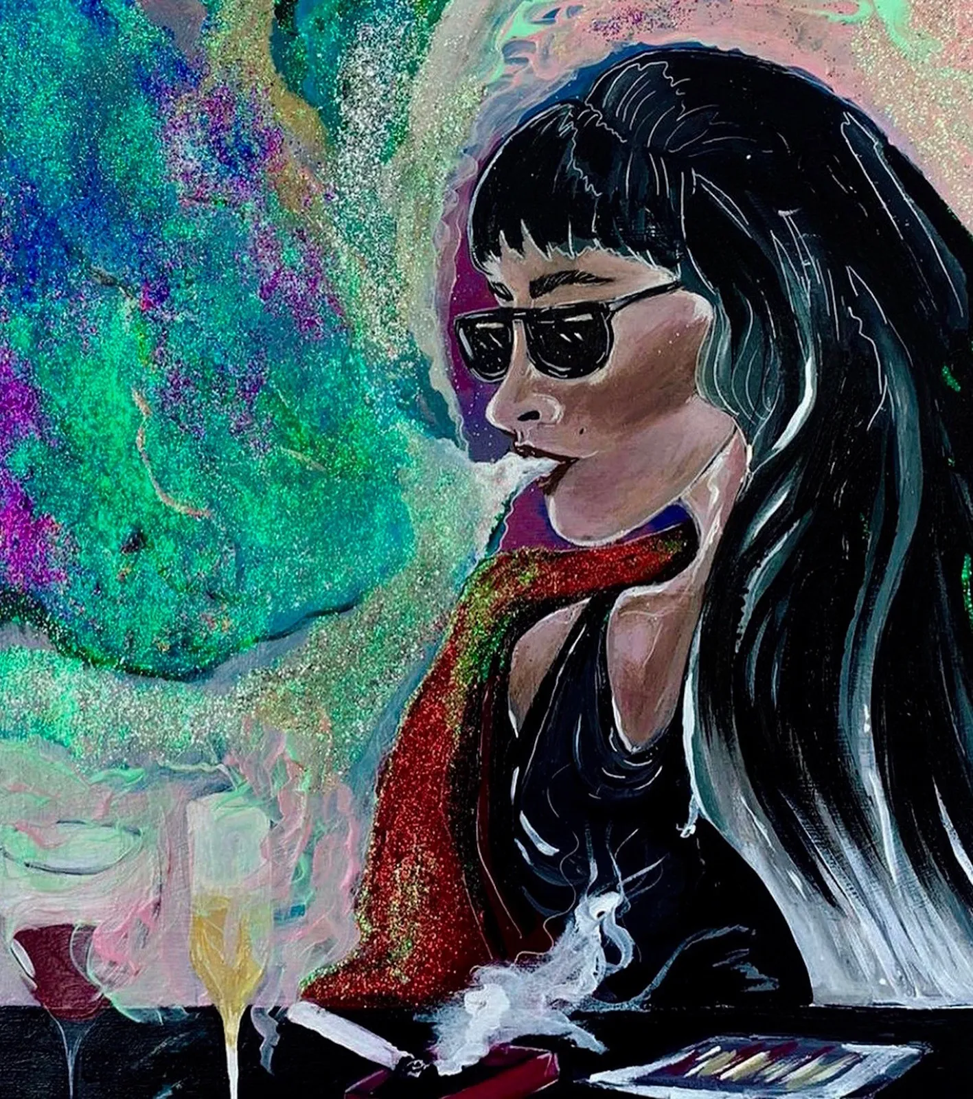 Akrylmålning Violet Dreams av Simay Turandar