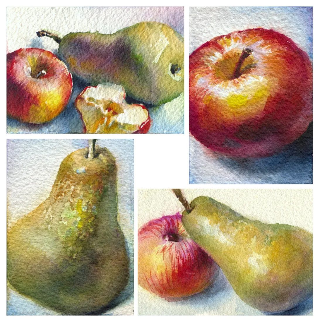 Akvarell Tre små akvarellerna av Olga Sternyk