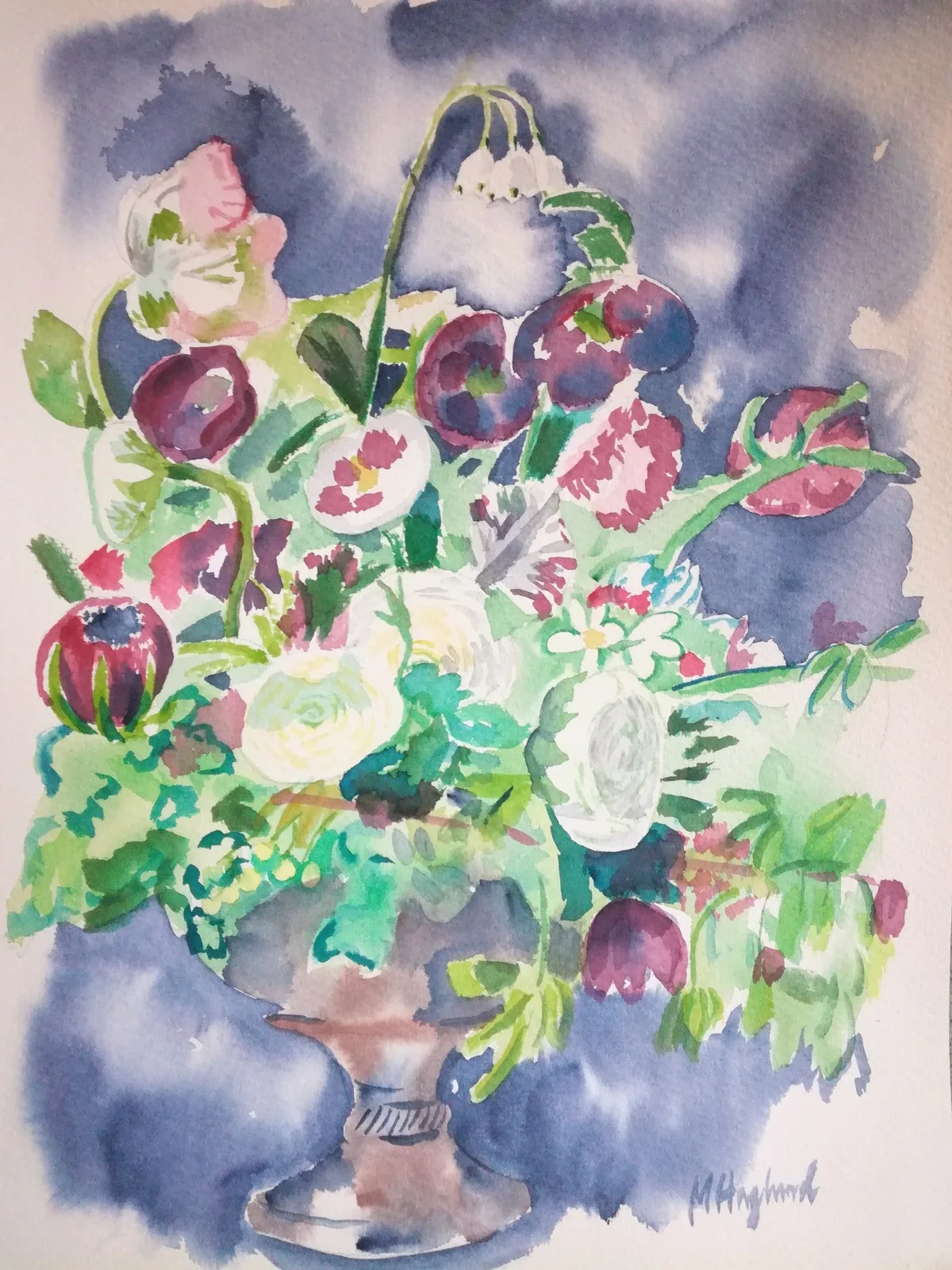 Akvarell Blomfång av Monica Haglund