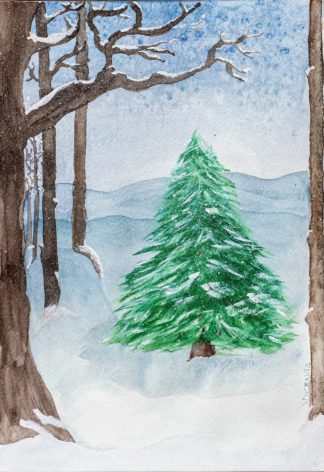 Akvarell Perfect tree av Louise Wincrantz