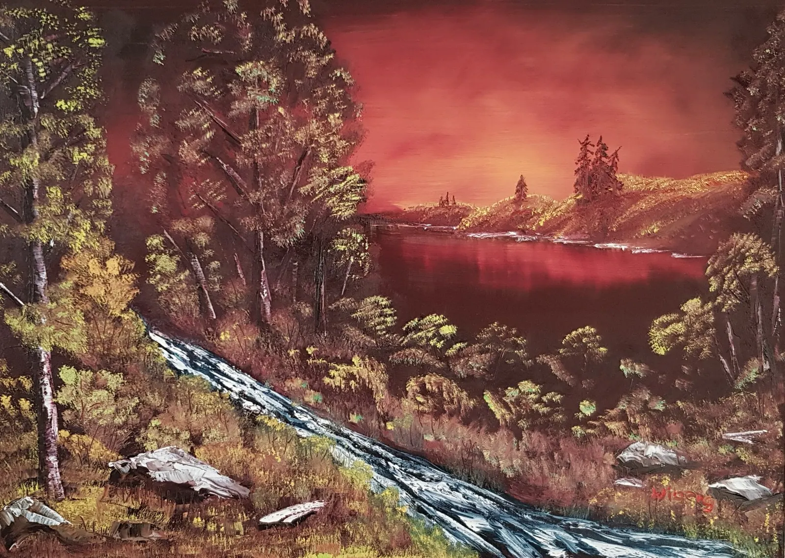 Oljemålning Ebony Sunset av Anders Wiberg